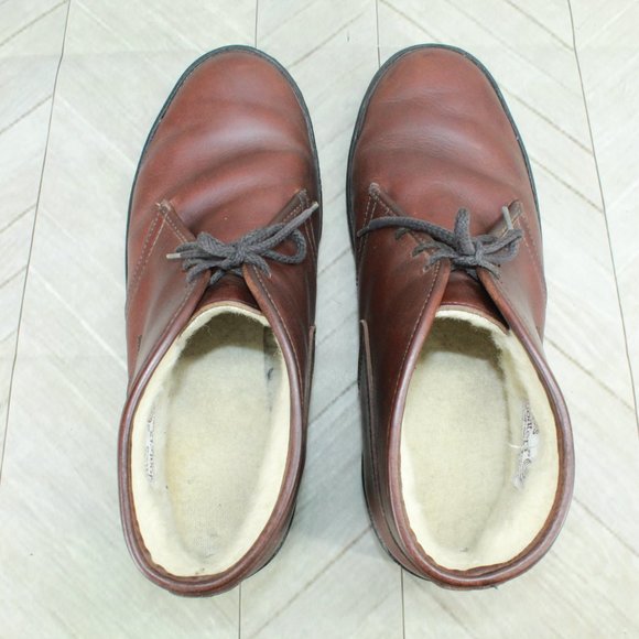 Bates Floaters Brown Leather Shearling Lined Ankle Chukka Boots Size 12 Wide - Picture 7 of 9